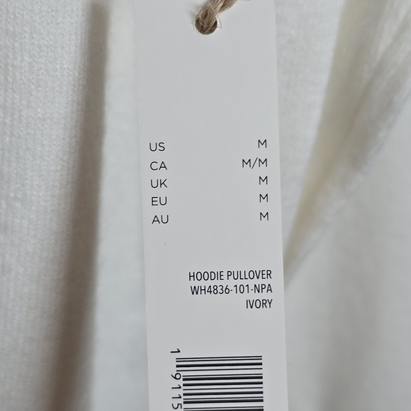 Rae Dunn Women's Weekend Pullover Hoodie Top Ivory Stretch NWT Med Casual Chic - Picture 9 of 11